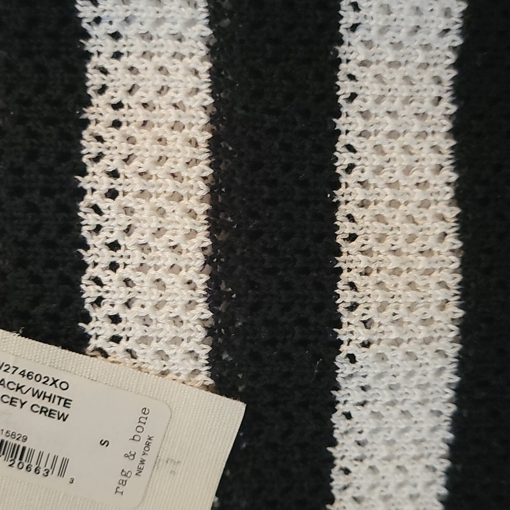 Rag & Bone Tracey Crew Striped cold shoulder pullover top sz S - Picture 7 of 7